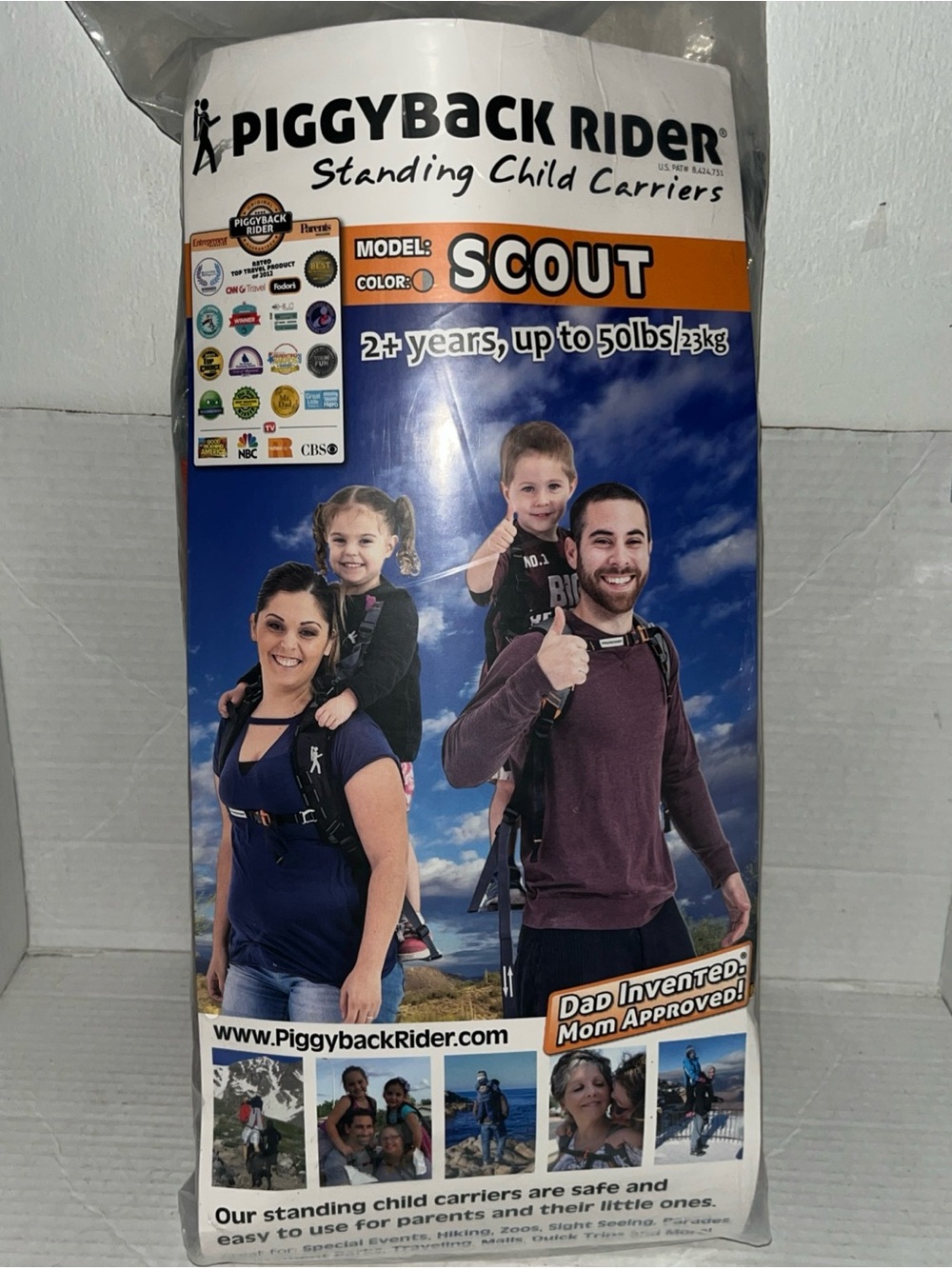 Piggyback Rider Standing Child Carrier Scout New 2+ Up To 50lbs